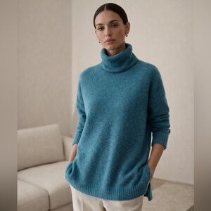 Velvet by Graham & Spencer 100% Cashmere Turtleneck Sweater XS/P Oversized